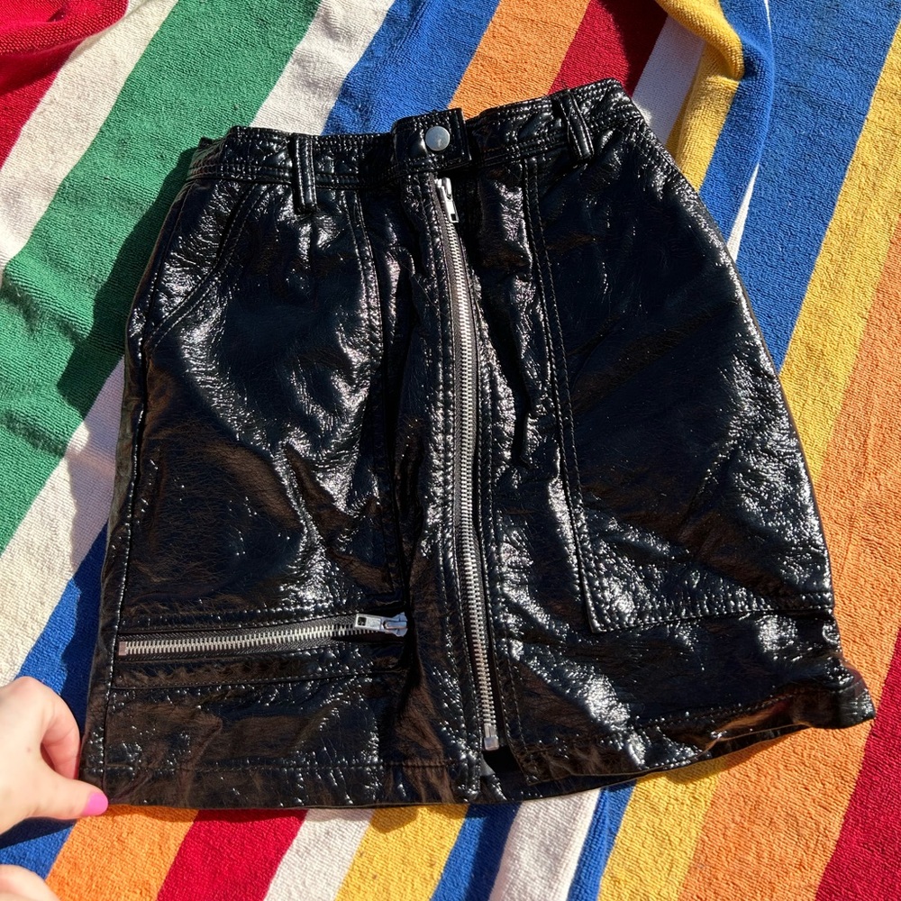 Anthropologie black faux leather skirt